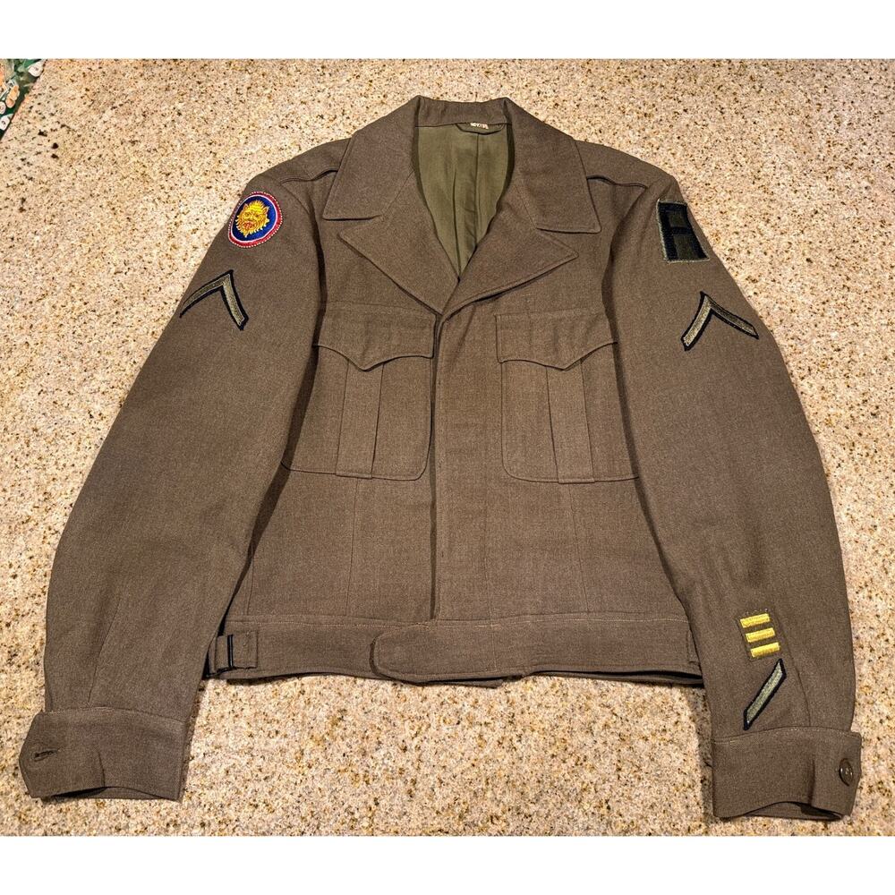 WWII US Army Ike Jacket 106th Division 34L Beaded Patch PFC Battle of the Bulge